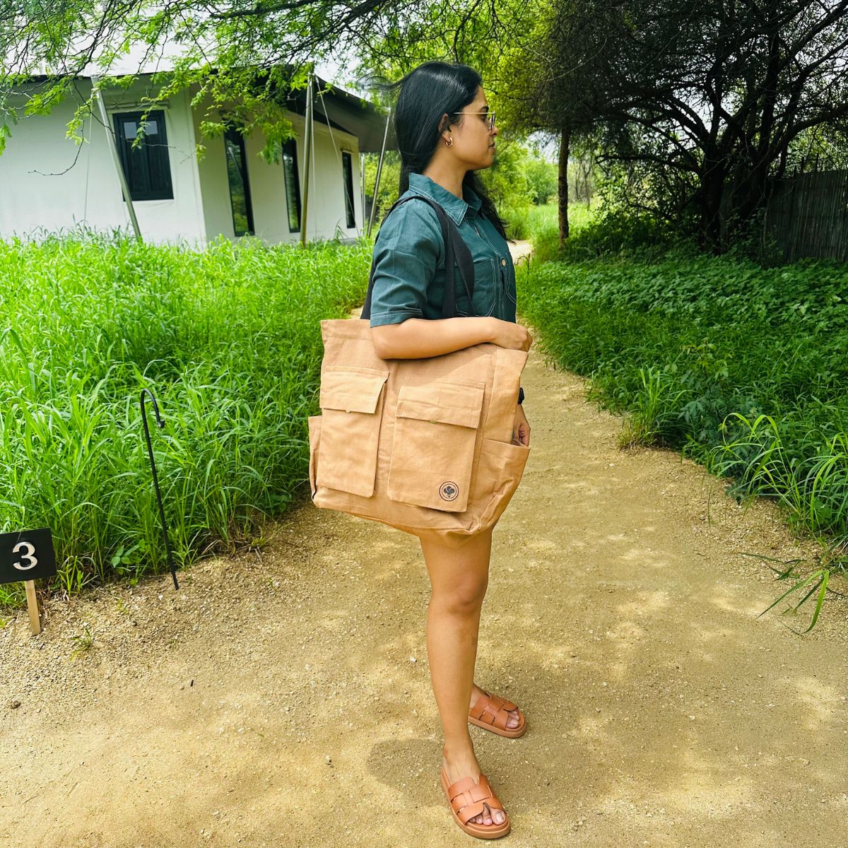 Cotton Canvas Tote for Short Trips & Staycations – Tote Bag on Brown Living™. SKU: WEEK003BR. Img 2.