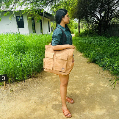 Cotton Canvas Tote for Short Trips & Staycations – Tote Bag on Brown Living™. SKU: WEEK003BR. Img 2.