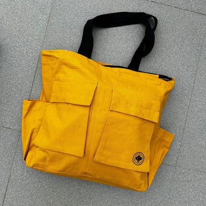 Cotton Canvas Tote for Short Trips & Staycations – Tote Bag on Brown Living™. SKU: WEEK004YL. Img 3.