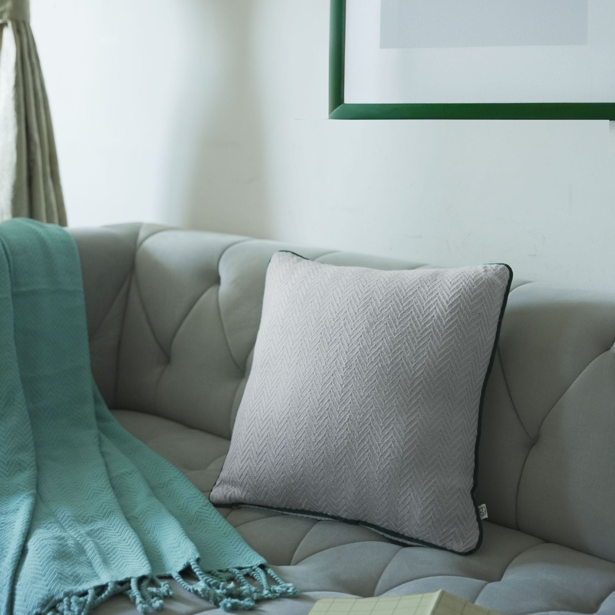Cotton Chevron Cushion Cover | Patterned Decorative Cushion Cover – Pillow on Brown Living™. SKU: ULC20000-LG. Img 4.