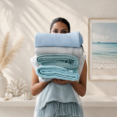 Cotton Chevron Throw | Textured Decorative Blanket for Home – Bedding on Brown Living™. SKU: Lightgrey-ULTB005. Img 4.