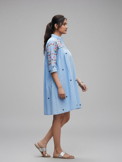 Cotton Chikankari Azula Short Dress – Elegant & Casual Wear for Women – Womens Dress on Brown Living™. SKU: SD0200X5. Img 3.
