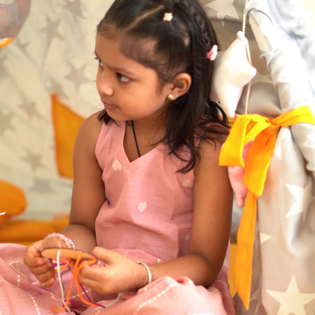 Cotton Co-Ord Set for Girls | Pure Handloom Cotton Matching Set – Kids Daywear Sets on Brown Living™. SKU: SCS101. Img 4.