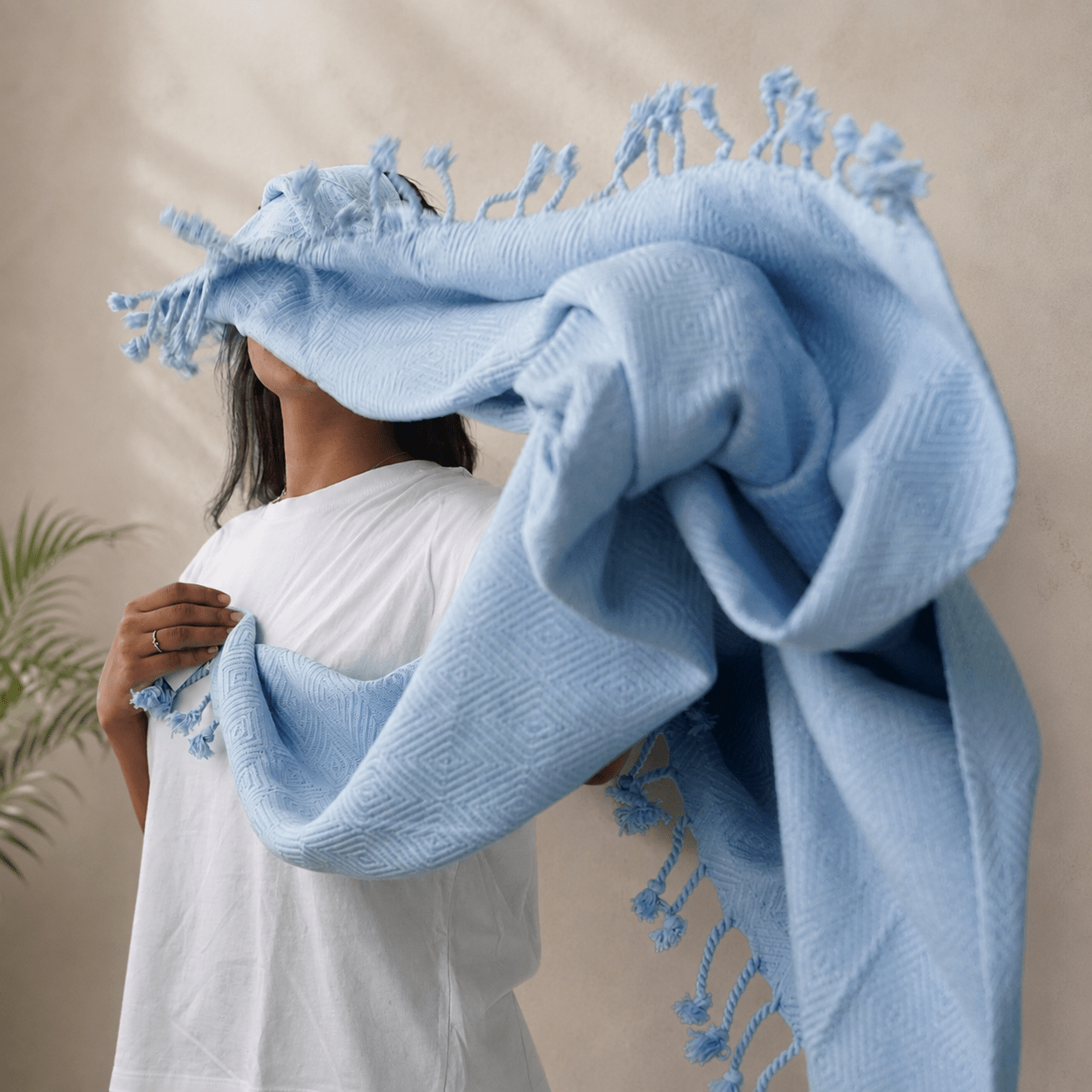 Cotton Diamond Throw Blanket | Soft Textured Home Blanket – Bedding on Brown Living™. SKU: ULTB002. Img 1.