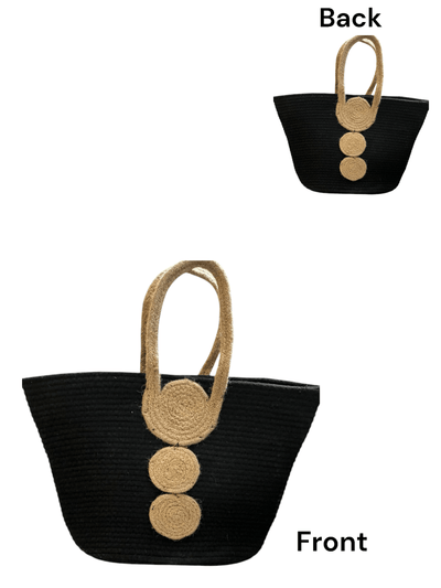 Cotton Jute Tote Bags – Womens Bag by ONEarth available on Brown Living™. Black Boat Shape . SKU: OEPBB1a. Img 12.
