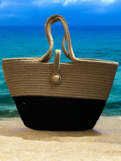 Cotton Jute Tote Bags – Womens Bag by ONEarth available on Brown Living™. Black & Brown . SKU: OEPBBTBa. Img 13.