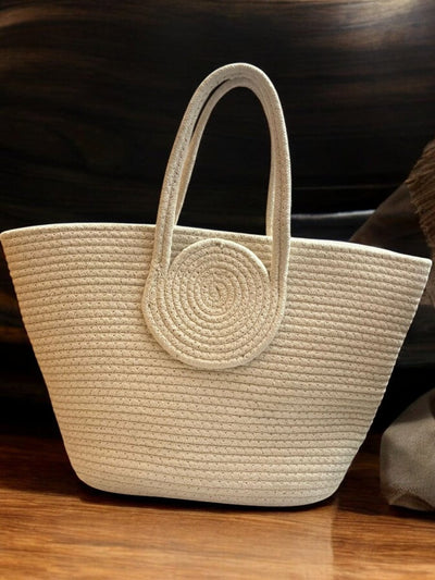 Cotton Jute Tote Bags – Womens Bag by ONEarth available on Brown Living™. White Boat Shape . SKU: OEPWB1a. Img 15.