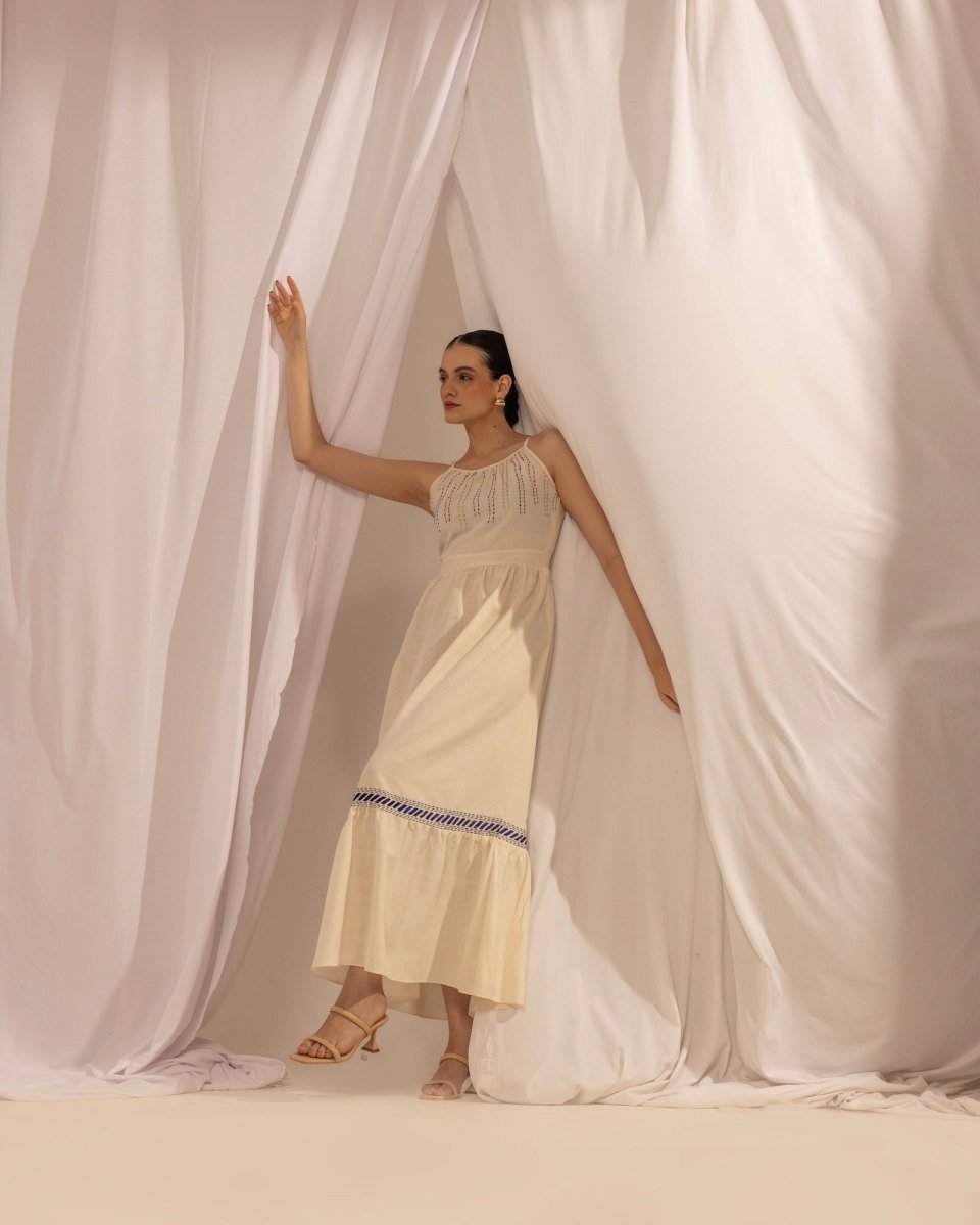Cotton Long Tiered Dress – Breezy Summer Outfit for Women – Womens Dress by House Of Ara available on Brown Living™. . SKU: HOA - KAN - 106. Img 3.