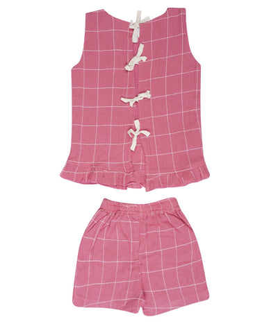 Cotton Pink Checkered Top & Pants Set Regular Fit for Girls – Kids Daywear Sets on Brown Living™. SKU: PG158_1. Img 2.