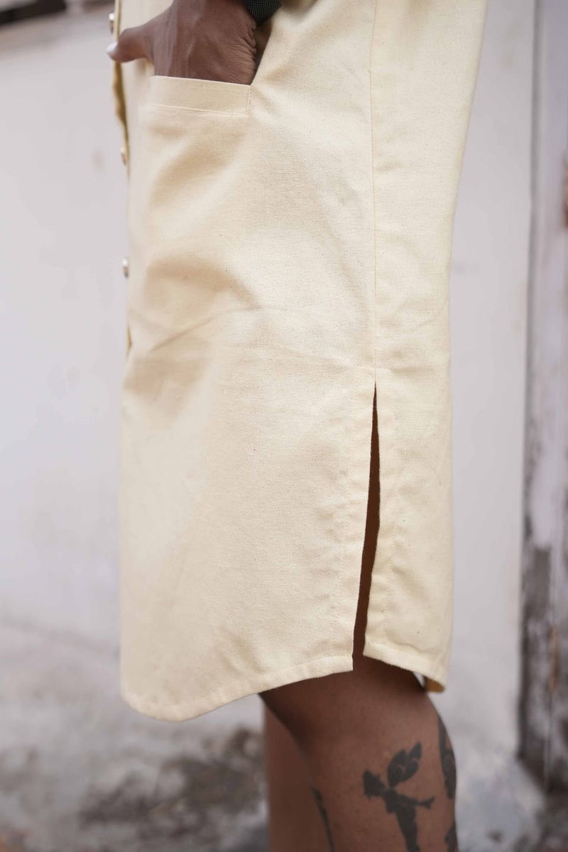 Cotton Shirt Dress- Double Cream | Verified Sustainable Womens Dress on Brown Living™