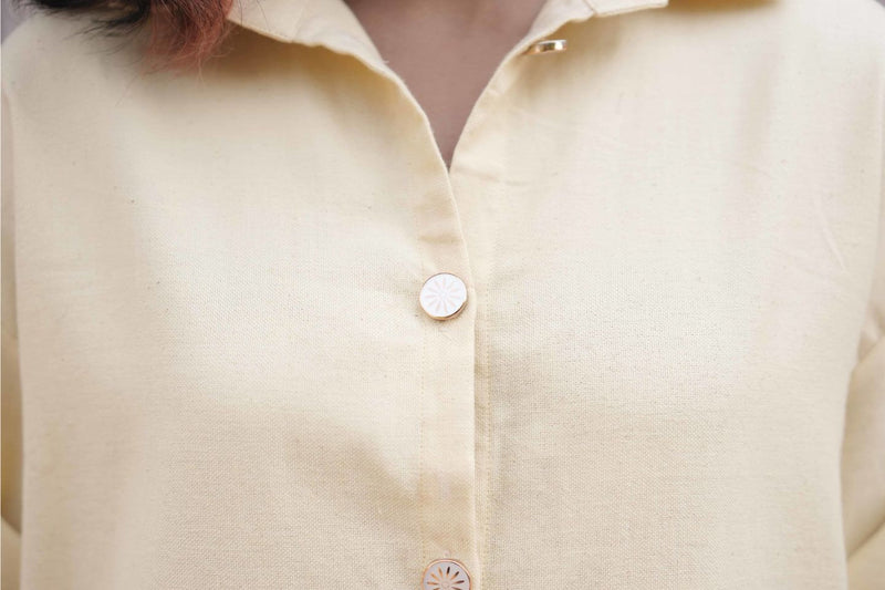 Cotton Shirt Dress- Double Cream | Verified Sustainable Womens Dress on Brown Living™