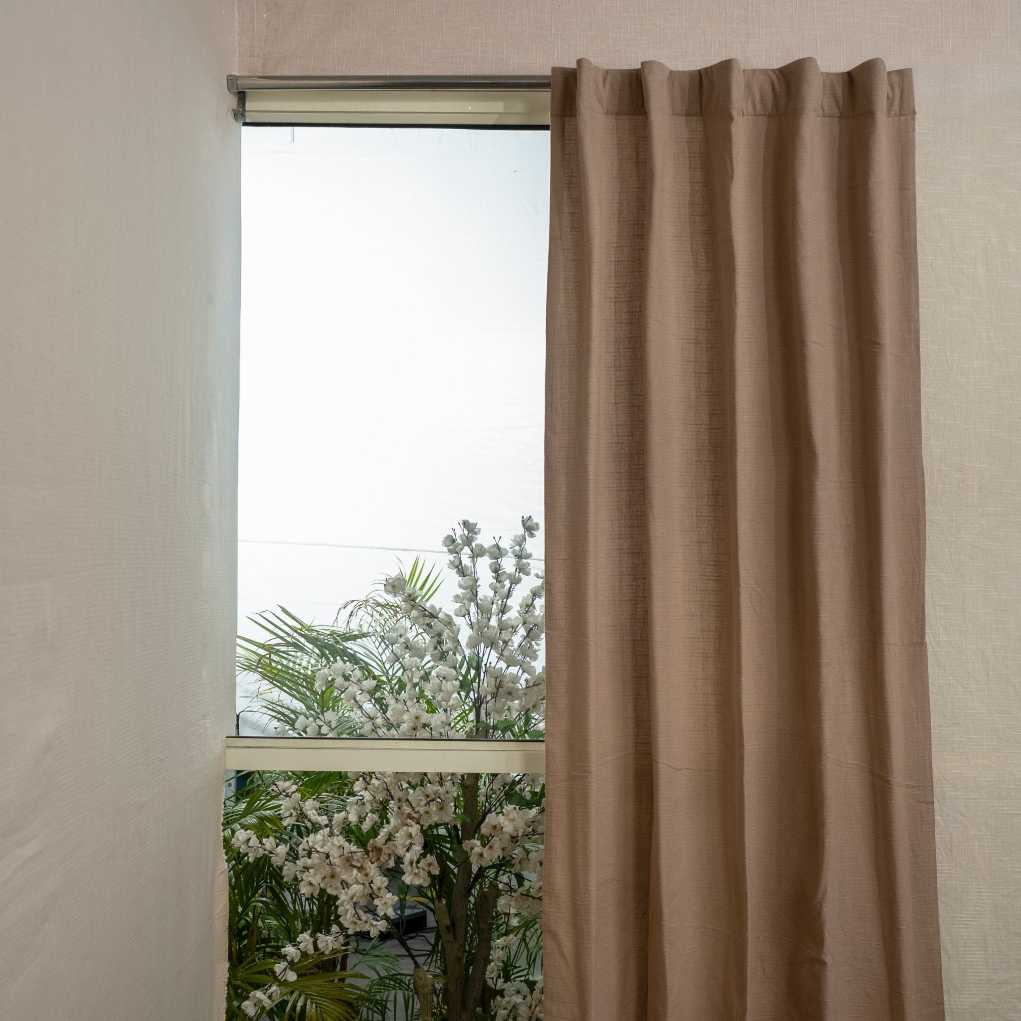 Cotton Slub Curtains | Textured Minimal Drapes for Modern – Curtains & Drapes on Brown Living™. SKU: EE-CS-01. Img 1.