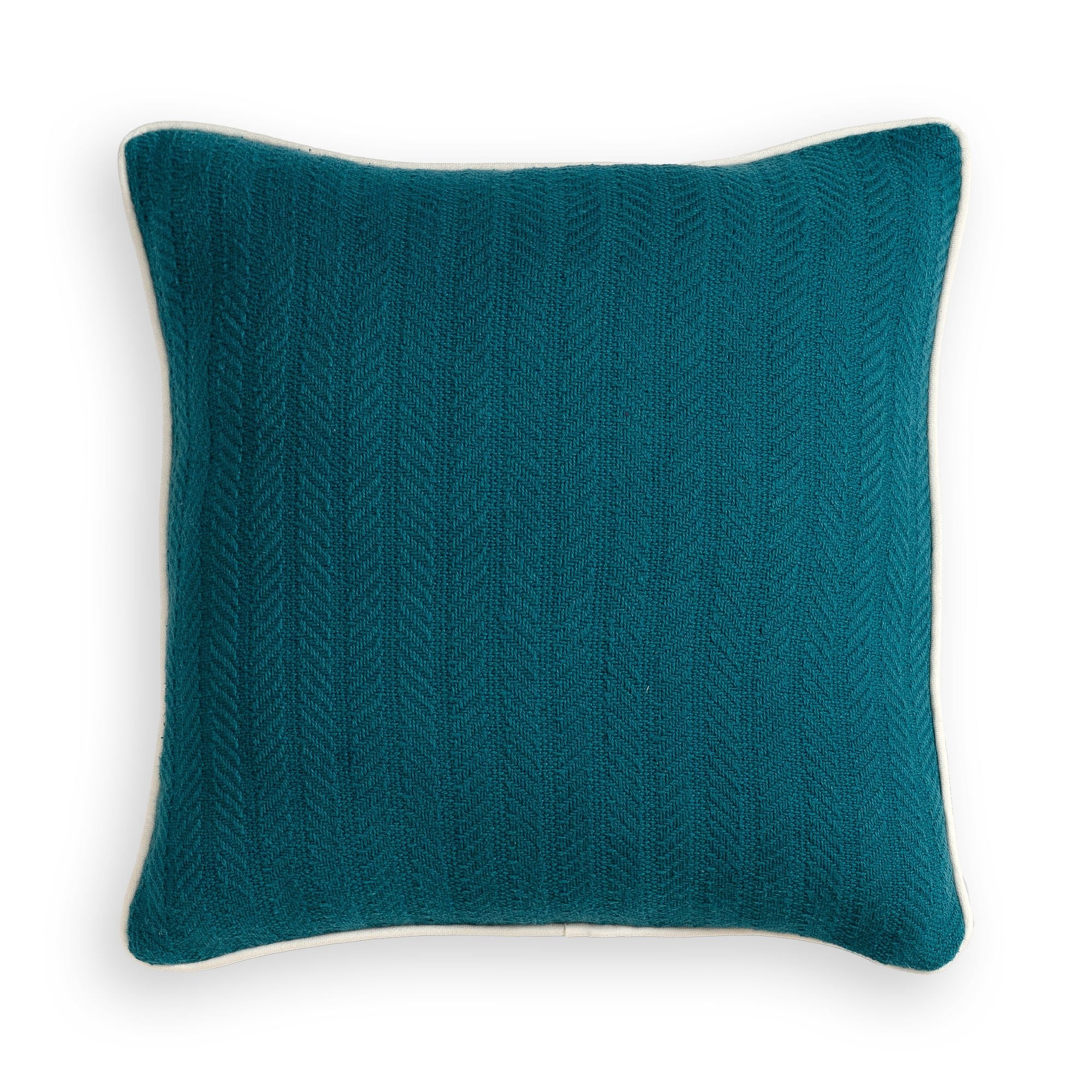 Cotton Stripe Cushion Cover | Textured Decorative Cushion Cover – Pillow on Brown Living™. SKU: teal-ULCC004. Img 5.
