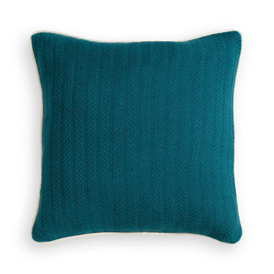 Cotton Stripe Cushion Cover | Textured Decorative Cushion Cover – Pillow on Brown Living™. SKU: teal-ULCC004. Img 5.