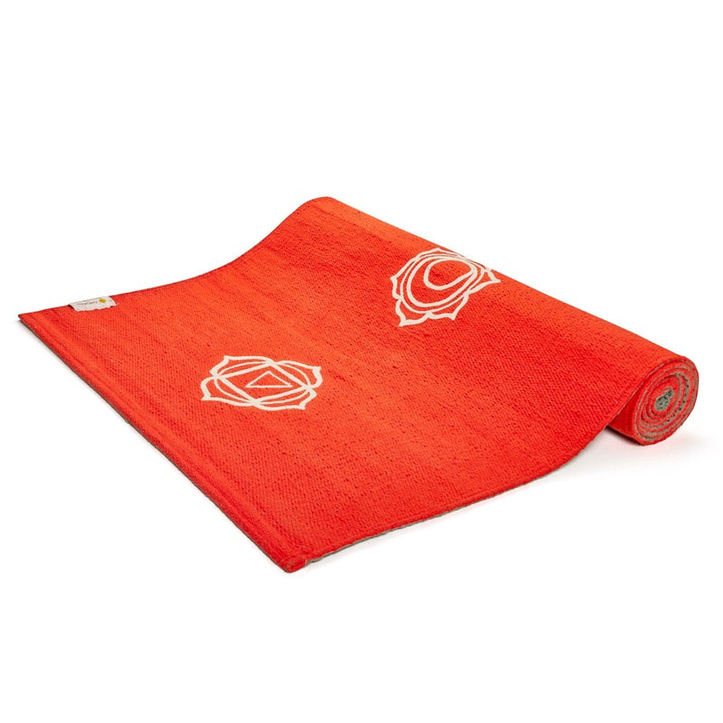 Cotton Yoga Mat - Chakras - High Grip - Orange - 24 inches | Verified Sustainable by Brown Living™