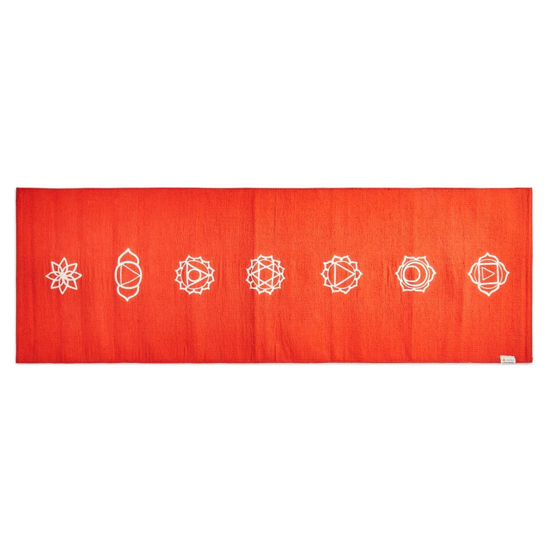 Cotton Yoga Mat - Chakras - High Grip - Orange - 24 inches | Verified Sustainable by Brown Living™