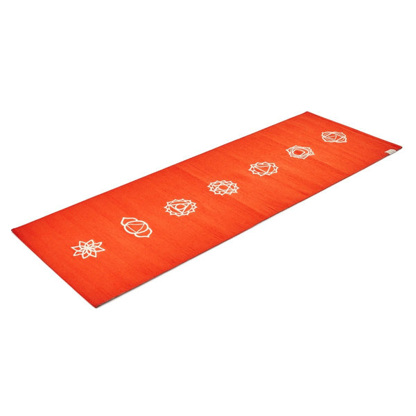 Cotton Yoga Mat - Chakras - High Grip - Orange - 24 inches | Verified Sustainable by Brown Living™