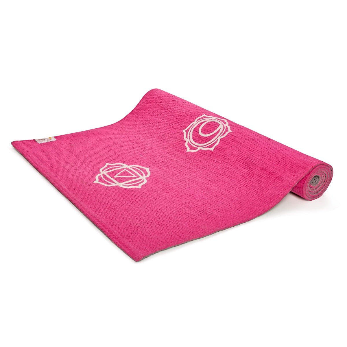 Cotton Yoga Mat - Chakras - High Grip Pink - 24 inches | Verified Sustainable by Brown Living™