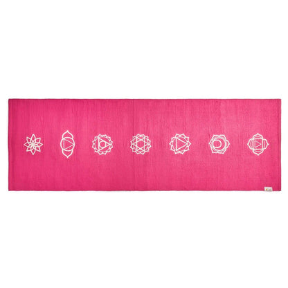 Cotton Yoga Mat - Chakras - High Grip Pink - 24 inches | Verified Sustainable by Brown Living™