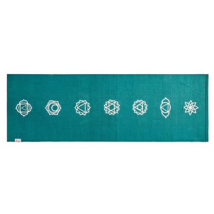 Cotton Yoga Mat - Chakras - High Grip - Teal - 24 inches | Verified Sustainable by Brown Living™