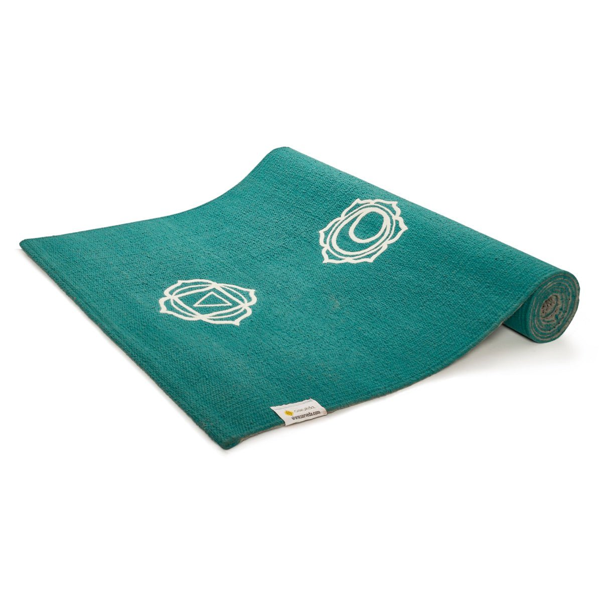 Cotton Yoga Mat - Chakras - High Grip - Teal - 24 inches | Verified Sustainable by Brown Living™