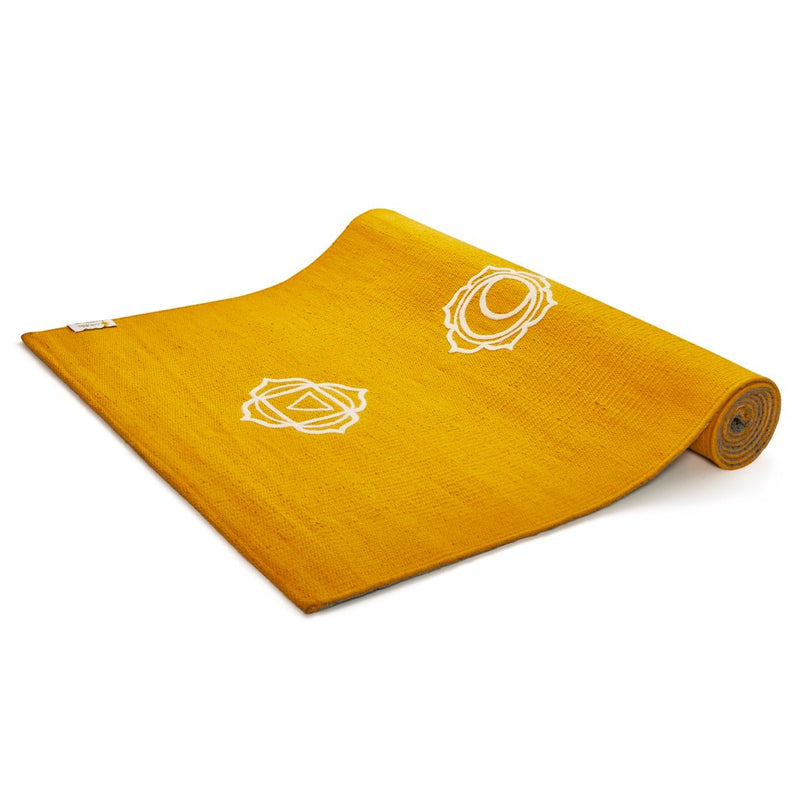 Cotton Yoga Mat - Chakras - High Grip - Yellow - 24 inches | Verified Sustainable by Brown Living™