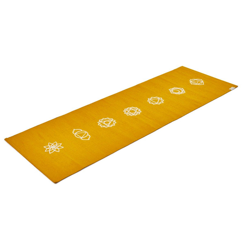 Cotton Yoga Mat - Chakras - High Grip - Yellow - 24 inches | Verified Sustainable by Brown Living™