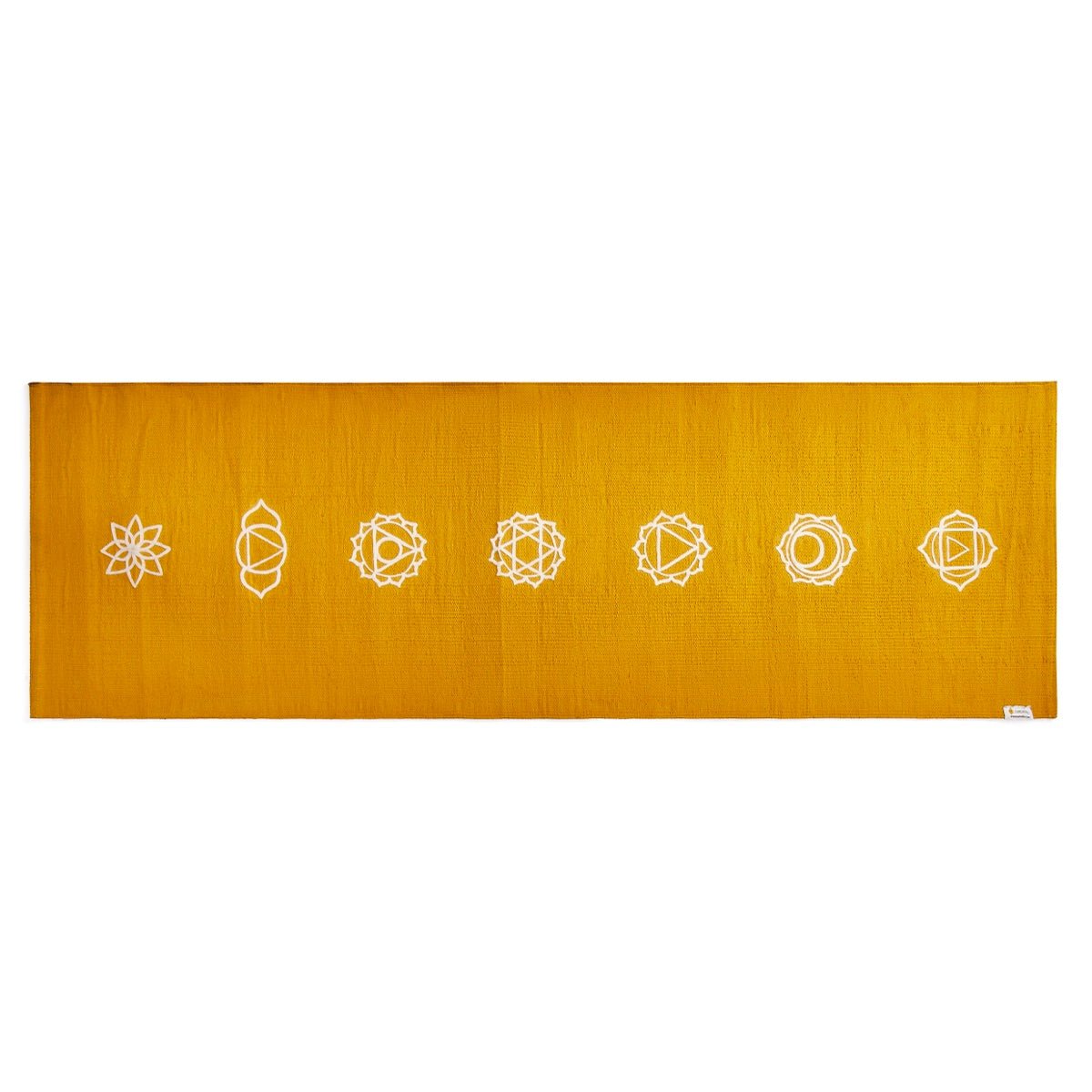 Cotton Yoga Mat - Chakras - High Grip - Yellow - 24 inches | Verified Sustainable by Brown Living™