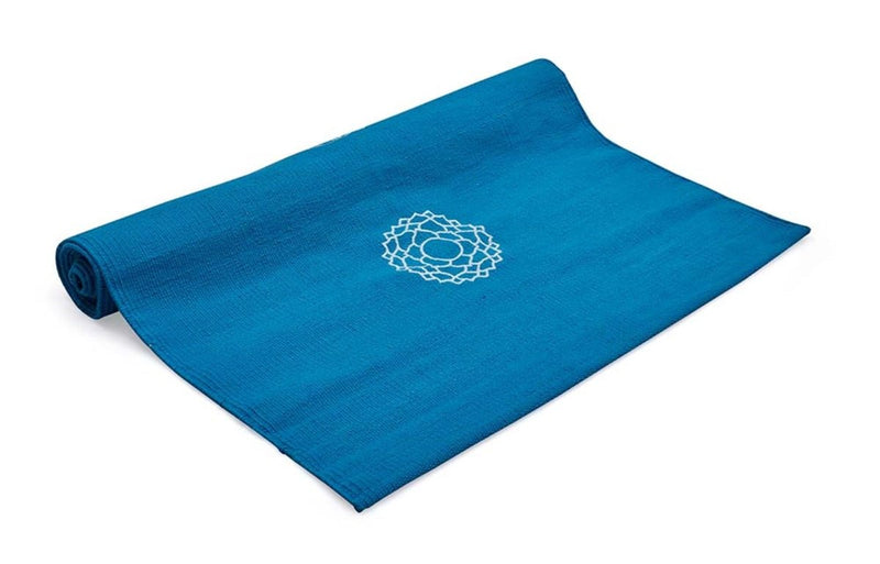 Cotton Yoga Mat - Chakras - Moderate Grip - Blue - 27 inches | Verified Sustainable by Brown Living™