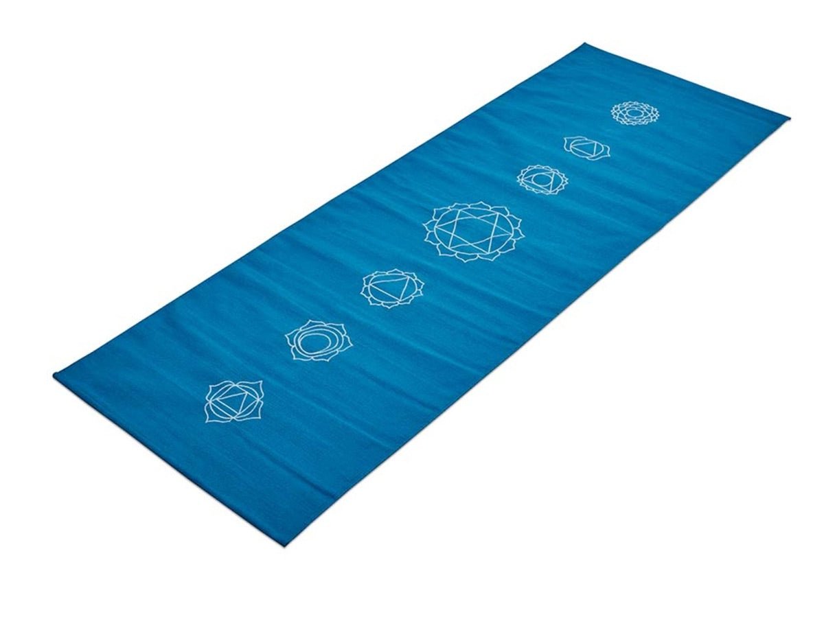 Cotton Yoga Mat - Chakras - Moderate Grip - Blue - 27 inches | Verified Sustainable by Brown Living™