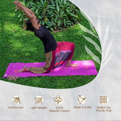 Cotton Yoga Mat - Chakras - Moderate Grip - Green - 27 inches | Verified Sustainable by Brown Living™