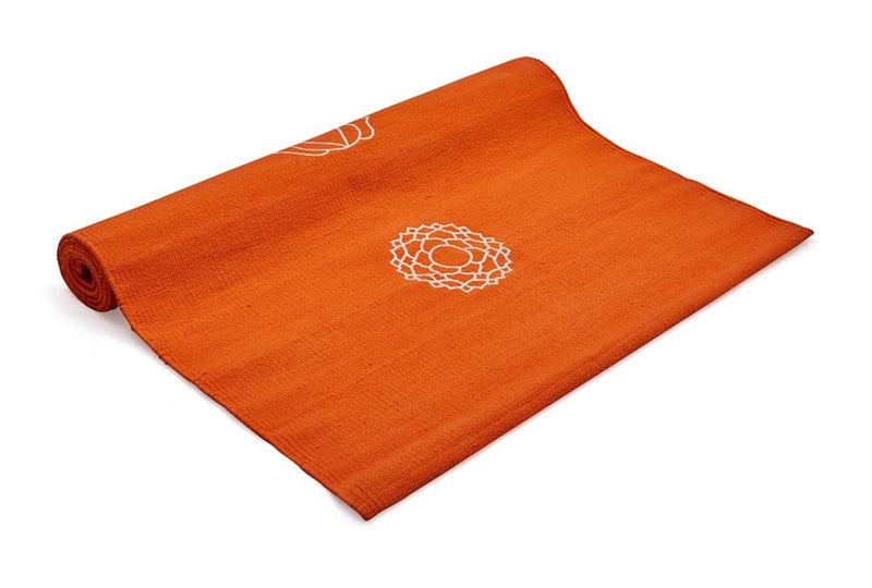 Cotton Yoga Mat - Chakras - Moderate Grip - Orange - 27 inches | Verified Sustainable by Brown Living™