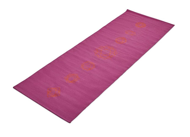 Cotton Yoga Mat - Chakras - Moderate Grip Pink - 27 inches | Verified Sustainable by Brown Living™