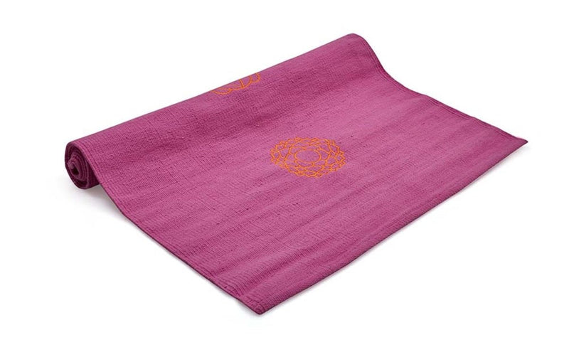 Cotton Yoga Mat - Chakras - Moderate Grip Pink - 27 inches | Verified Sustainable by Brown Living™