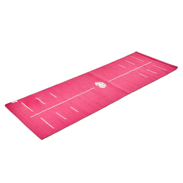 Cotton Yoga Mat - Lotus - High Grip Pink - 24 inches | Verified Sustainable by Brown Living™