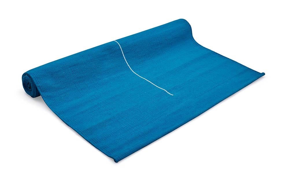 Cotton Yoga Mat - Lotus - Moderate Grip Blue - 27 inches | Verified Sustainable by Brown Living™