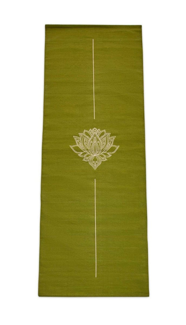 Cotton Yoga Mat - Lotus - Moderate Grip - Green - 27 inches | Verified Sustainable Yoga Mat on Brown Living™