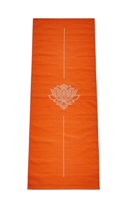 Cotton Yoga Mat - Lotus - Moderate Grip - Orange - 27 inches | Verified Sustainable by Brown Living™