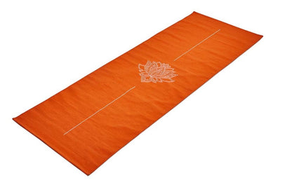 Cotton Yoga Mat - Lotus - Moderate Grip - Orange - 27 inches | Verified Sustainable by Brown Living™