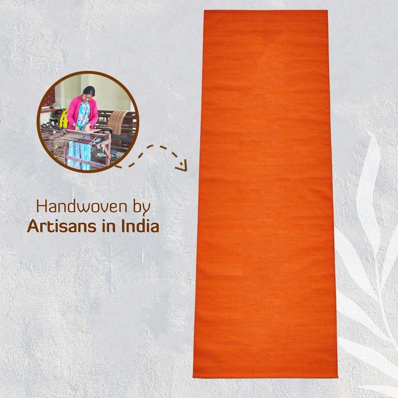 Cotton Yoga Mat - Moderate Grip Orange - 27 inches | Verified Sustainable by Brown Living™