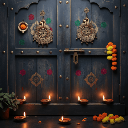 Couple Peacock Subh Labh Set – Festive Decor – Home Decor on Brown Living™. SKU: D9. Img 1.