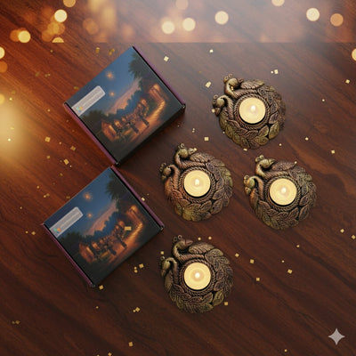 Couple Peacock T - Light Diya Set – Festive Decor – Home Decor on Brown Living™. SKU: D41. Img 7.