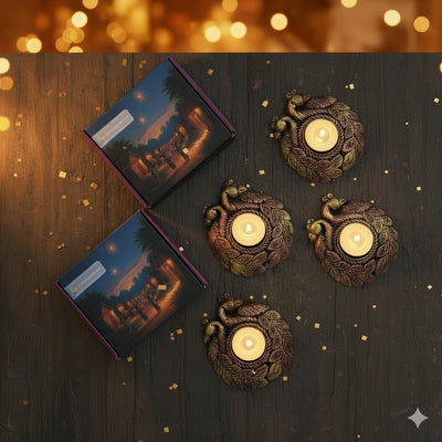 Couple Peacock T - Light Diya Set – Festive Decor – Home Decor on Brown Living™. SKU: D41. Img 5.
