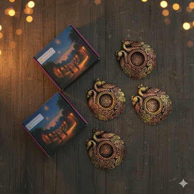 Couple Peacock T - Light Diya Set – Festive Decor – Home Decor on Brown Living™. SKU: D41. Img 6.
