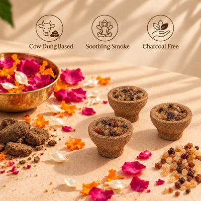 Cow Dung Sambrani Havan Cups | Natural Dhoop Cups – Pooja Needs on Brown Living™. SKU: PAHK013. Img 6.