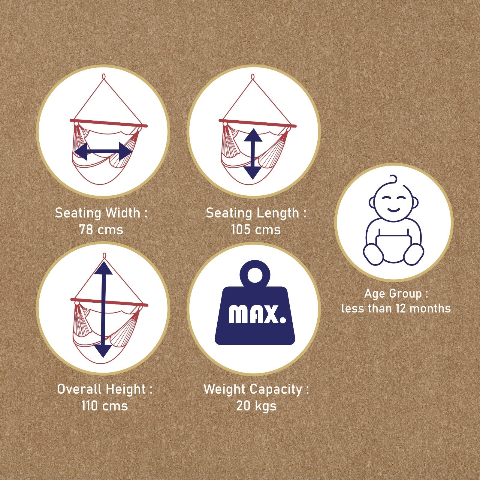 Cradle for Baby Cotton Onjal Swing | Infant Hammock 0 - 12 Months - 15kg – Home Decor on Brown Living™. SKU: YABN. Img 2.