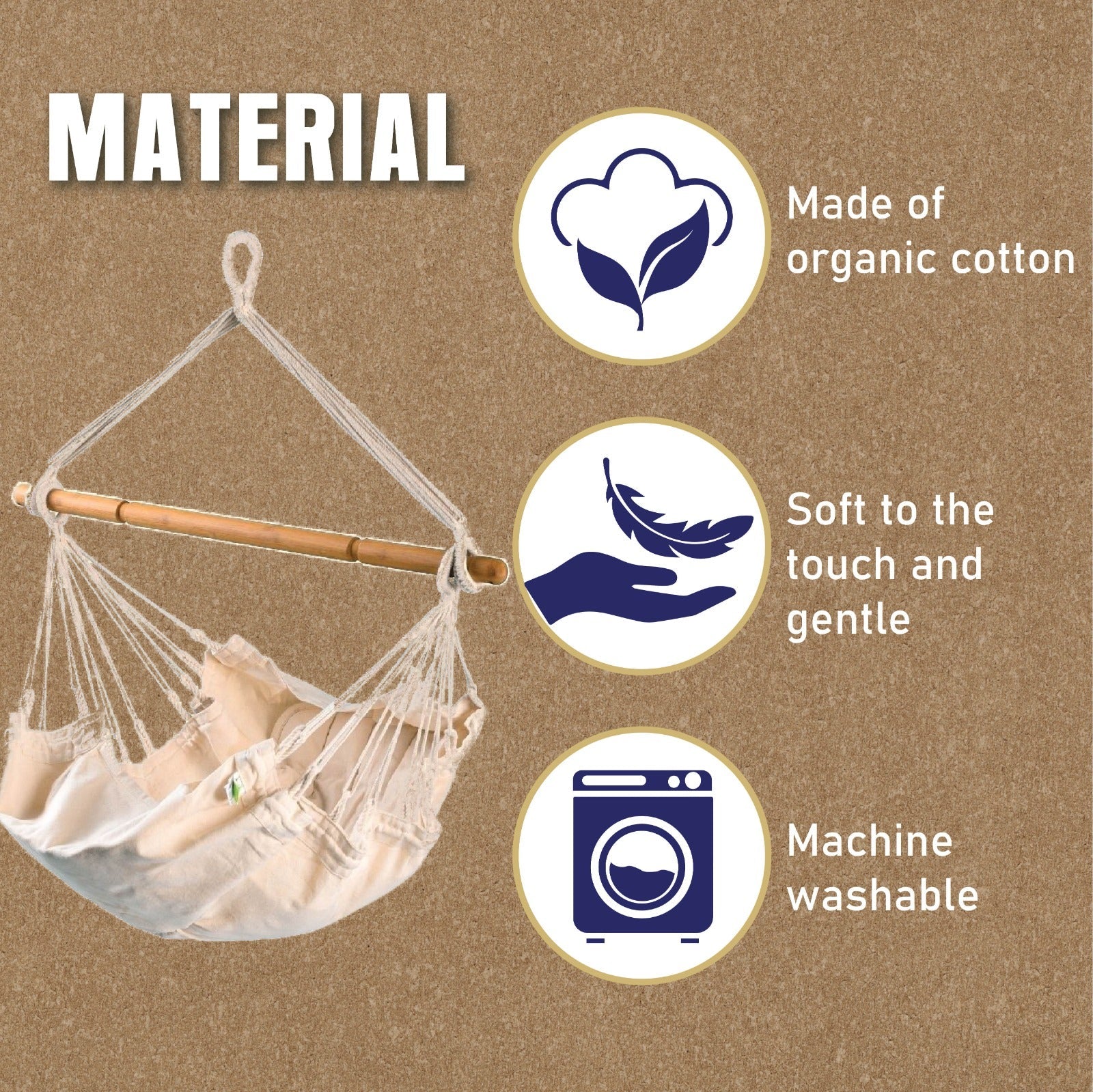 Cradle for Baby Cotton Onjal Swing | Infant Hammock for 0 - 12 Months – Home Decor on Brown Living™. SKU: YABN-1. Img 4.