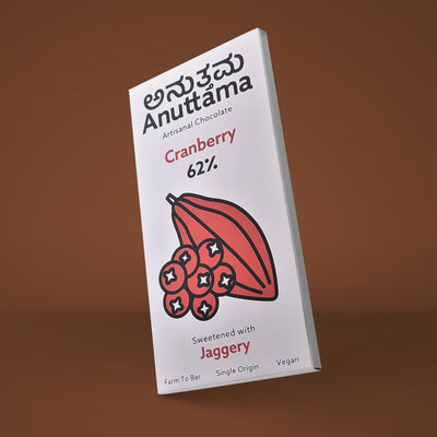 Cranberry 62% Dark Chocolate | Jaggery Sweetened Fruity Indulgence – Chocolates on Brown Living™. SKU: 8931500270452. Img 4.