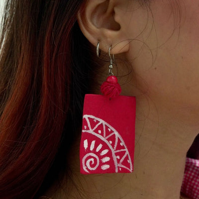 Cranberry Handpainted Earrings – Artisan Handcrafted Statement Jewelry – Jewellery on Brown Living™. SKU: AMEARCranberry. Img 3.