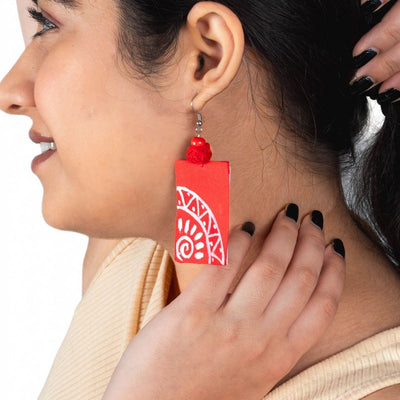 Cranberry Handpainted Earrings – Artisan Handcrafted Statement Jewelry – Jewellery on Brown Living™. SKU: AMEARCranberry. Img 2.